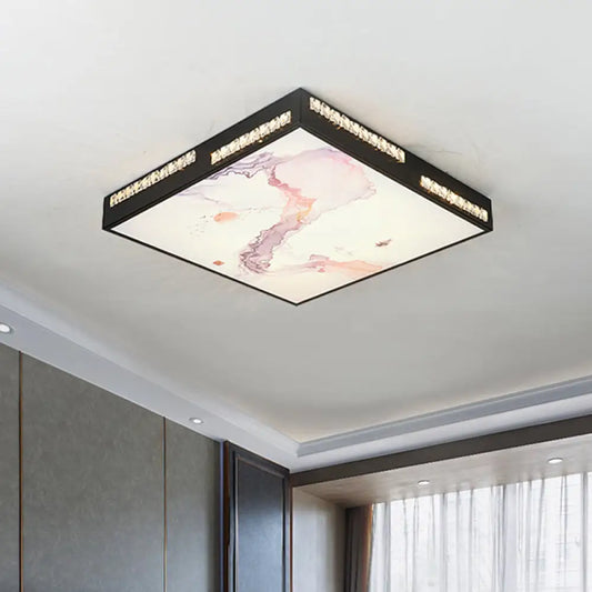 DecorBites™ DecorBites™ Modern Square Flush Mount LED Ceiling Light with Crystal Accent - Black