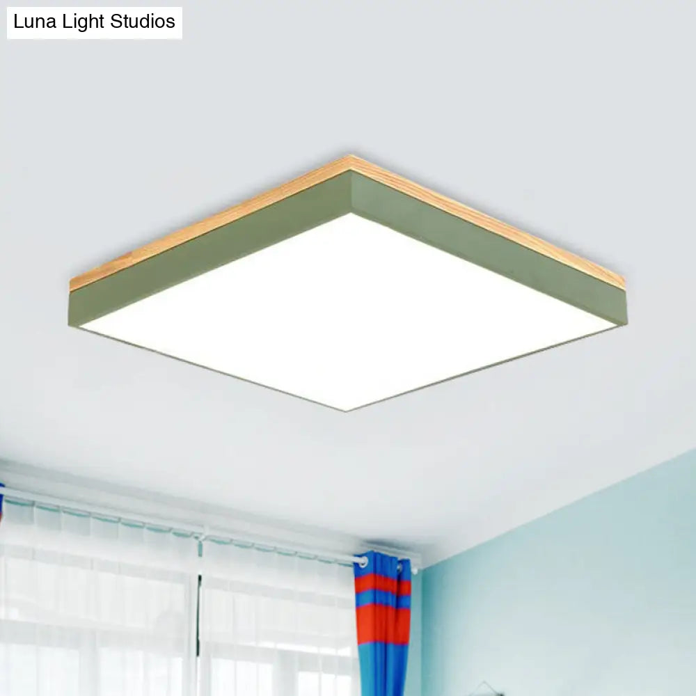 DecorBites™ DecorBites™ Modern Square Flush Mount LED Green Ceiling Lamp - 12"/16"/19.5" Wide - Acrylic Diffuser