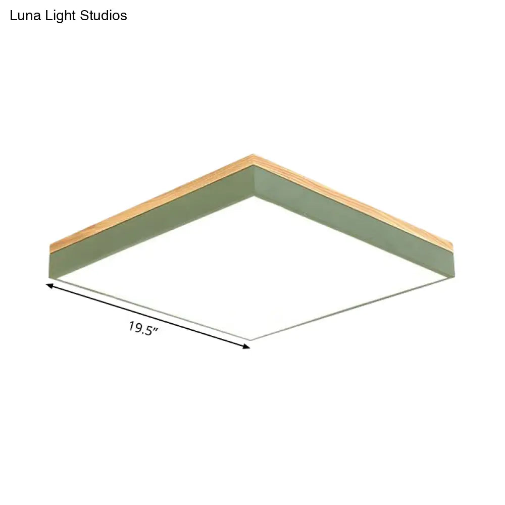 DecorBites™ DecorBites™ Modern Square Flush Mount LED Green Ceiling Lamp - 12"/16"/19.5" Wide - Acrylic Diffuser