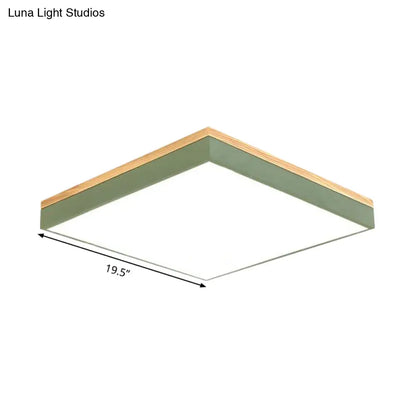 DecorBites™ DecorBites™ Modern Square Flush Mount LED Green Ceiling Lamp - 12"/16"/19.5" Wide - Acrylic Diffuser