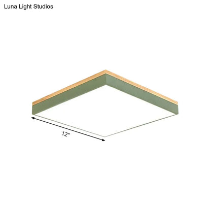 DecorBites™ DecorBites™ Modern Square Flush Mount LED Green Ceiling Lamp - 12"/16"/19.5" Wide - Acrylic Diffuser