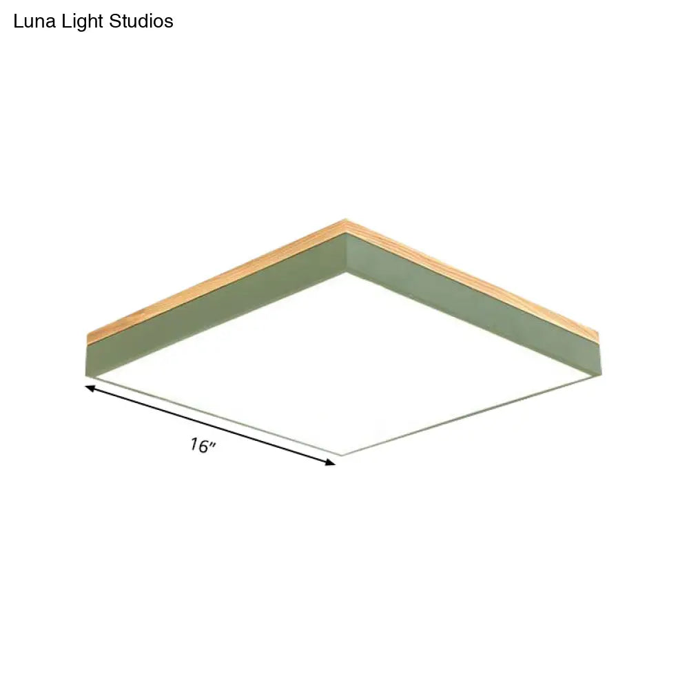 DecorBites™ DecorBites™ Modern Square Flush Mount LED Green Ceiling Lamp - 12"/16"/19.5" Wide - Acrylic Diffuser