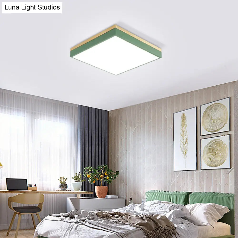 DecorBites™ DecorBites™ Modern Square Flush Mount LED Green Ceiling Lamp - 12"/16"/19.5" Wide - Acrylic Diffuser
