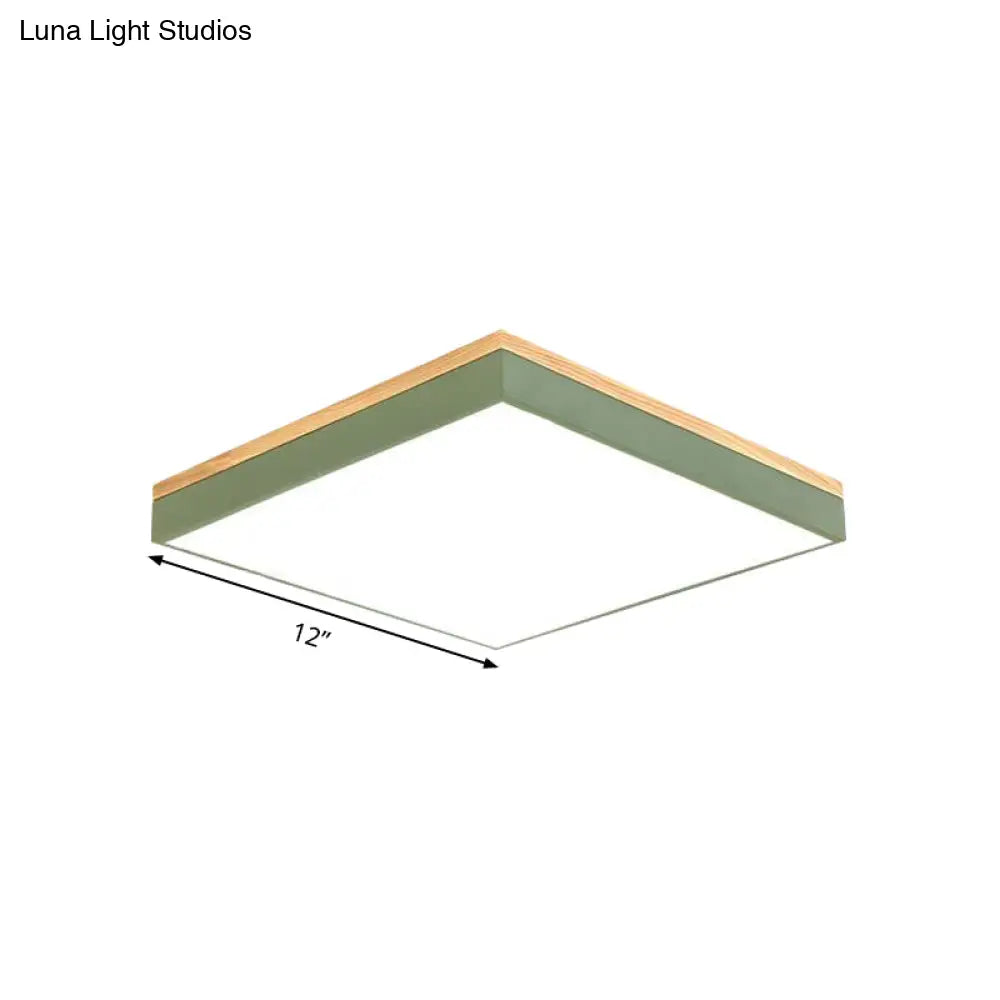 DecorBites™ DecorBites™ Modern Square Flush Mount LED Green Ceiling Lamp - 12"/16"/19.5" Wide - Acrylic Diffuser