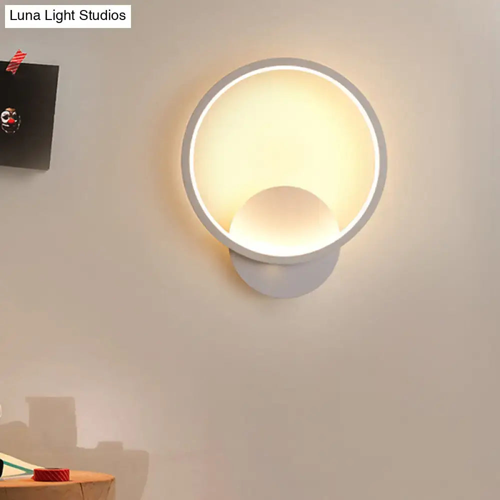 Modern white circular wall sconce lighting with soft warm glow for living room wall sconce decoration