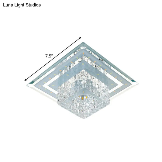 DecorBites™ DecorBites™ Modern Square LED Ceiling Flush Mount - Clear Faceted Crystal Flush Light Fixture in Warm/White/Multi Color