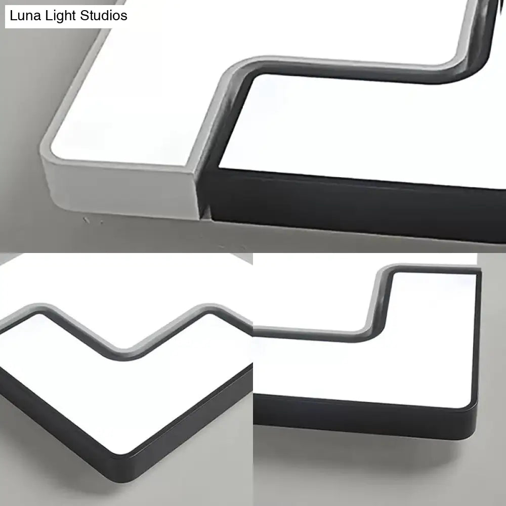 DecorBites™ DecorBites™ Modern Square LED Ceiling Lamp for Child Bedroom: Simple Black & White Design