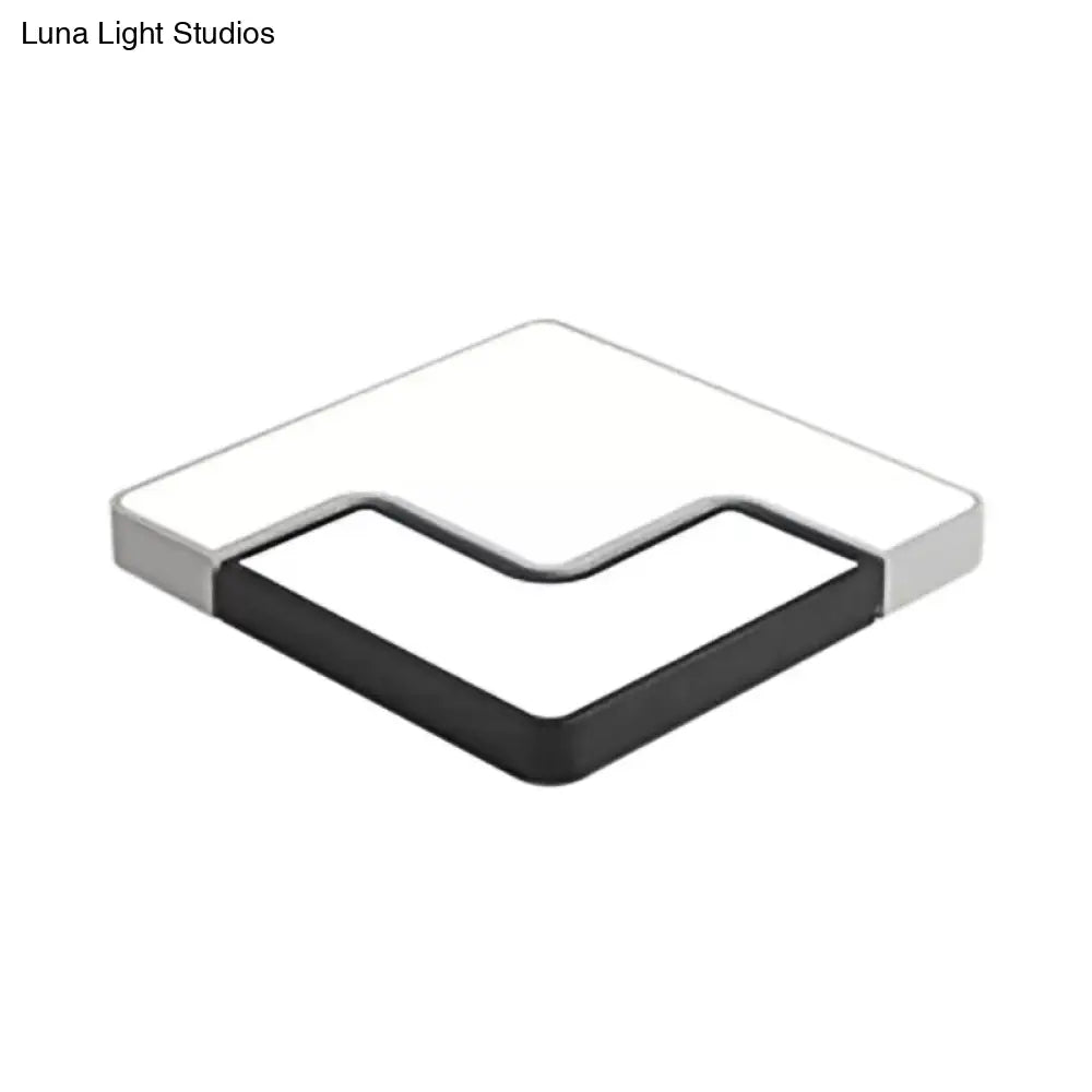 DecorBites™ DecorBites™ Modern Square LED Ceiling Lamp for Child Bedroom: Simple Black & White Design