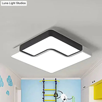 DecorBites™ DecorBites™ Modern Square LED Ceiling Lamp for Child Bedroom: Simple Black & White Design