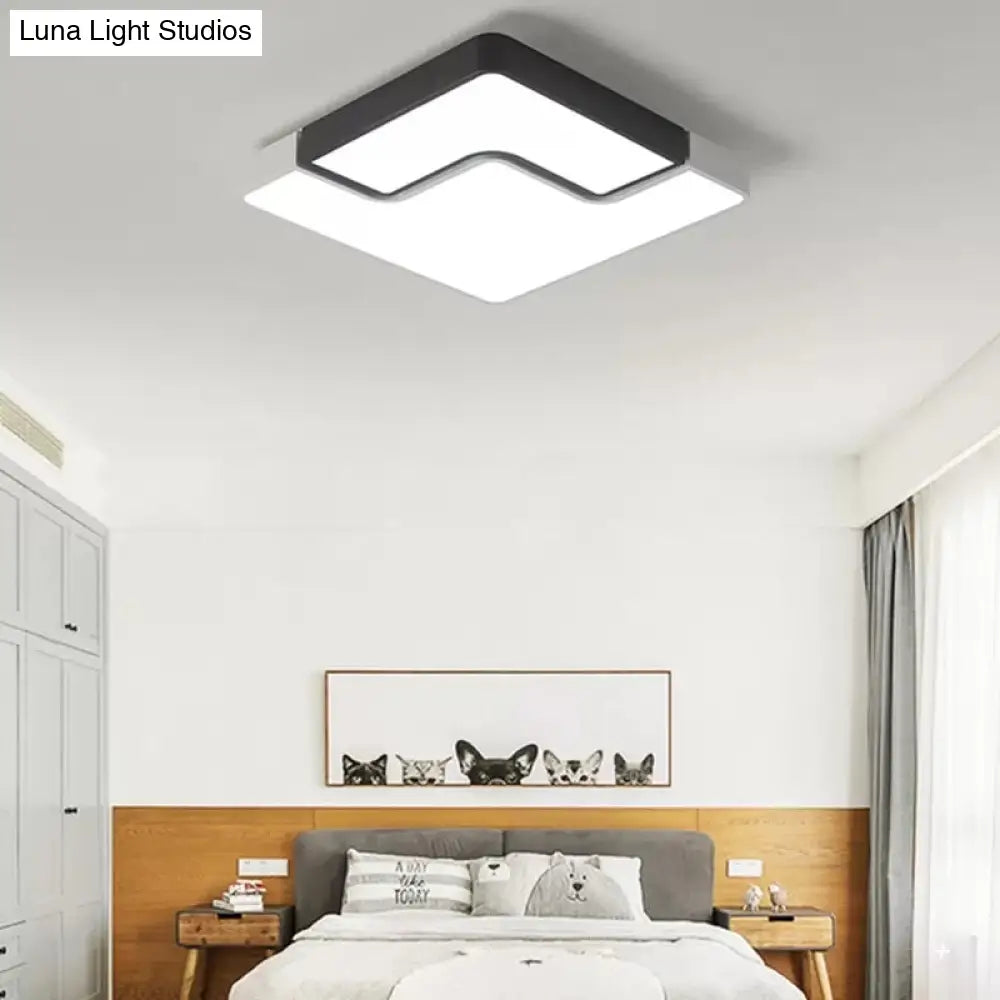 DecorBites™ DecorBites™ Modern Square LED Ceiling Lamp for Child Bedroom: Simple Black & White Design