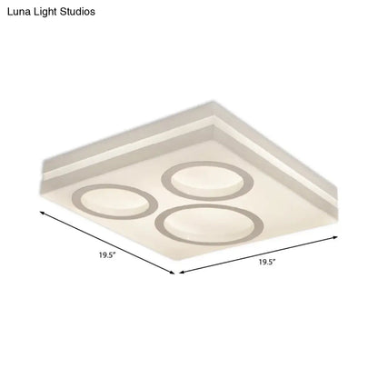 DecorBites™ DecorBites™ Modern Square LED Ceiling Light with Circular Pattern, Acrylic White Finish - Ideal for Living Room and Bedroom
