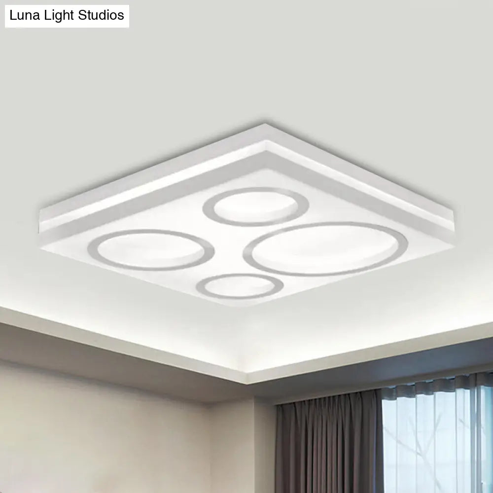 DecorBites™ DecorBites™ Modern Square LED Ceiling Light with Circular Pattern, Acrylic White Finish - Ideal for Living Room and Bedroom