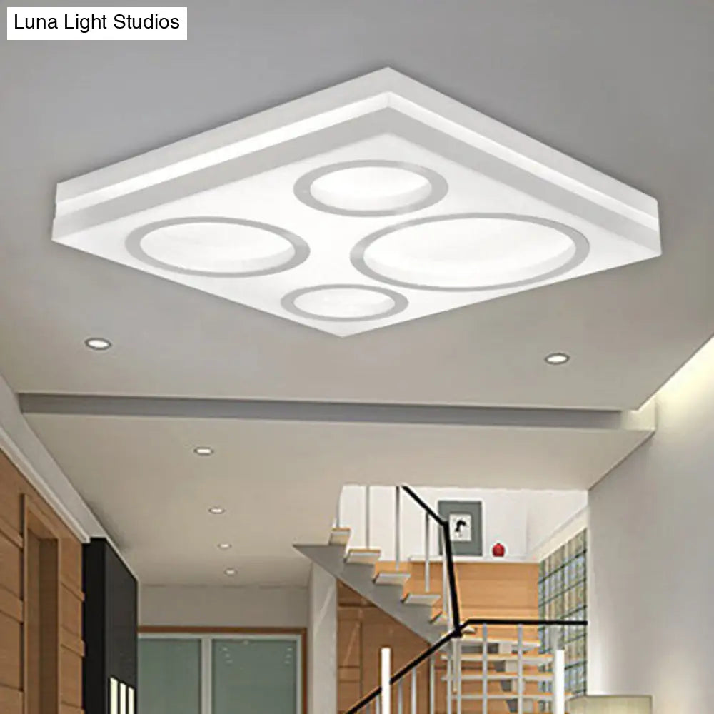 DecorBites™ DecorBites™ Modern Square LED Ceiling Light with Circular Pattern, Acrylic White Finish - Ideal for Living Room and Bedroom