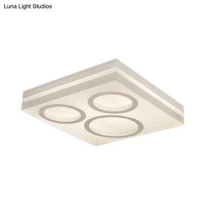 DecorBites™ DecorBites™ Modern Square LED Ceiling Light with Circular Pattern, Acrylic White Finish - Ideal for Living Room and Bedroom
