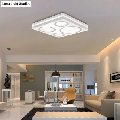 DecorBites™ DecorBites™ Modern Square LED Ceiling Light with Circular Pattern, Acrylic White Finish - Ideal for Living Room and Bedroom
