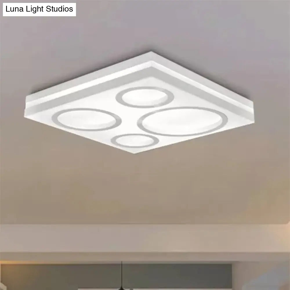DecorBites™ DecorBites™ Modern Square LED Ceiling Light with Circular Pattern, Acrylic White Finish - Ideal for Living Room and Bedroom