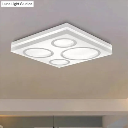 DecorBites™ DecorBites™ Modern Square LED Ceiling Light with Circular Pattern, Acrylic White Finish - Ideal for Living Room and Bedroom