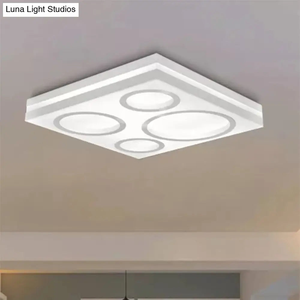 DecorBites™ DecorBites™ Modern Square LED Ceiling Light with Circular Pattern, Acrylic White Finish - Ideal for Living Room and Bedroom
