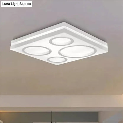 DecorBites™ DecorBites™ Modern Square LED Ceiling Light with Circular Pattern, Acrylic White Finish - Ideal for Living Room and Bedroom
