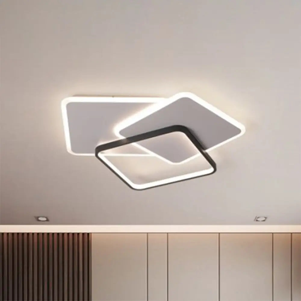 DecorBites™ DecorBites™ Modern Square LED Flush Mount Ceiling Light in Black for Living Room