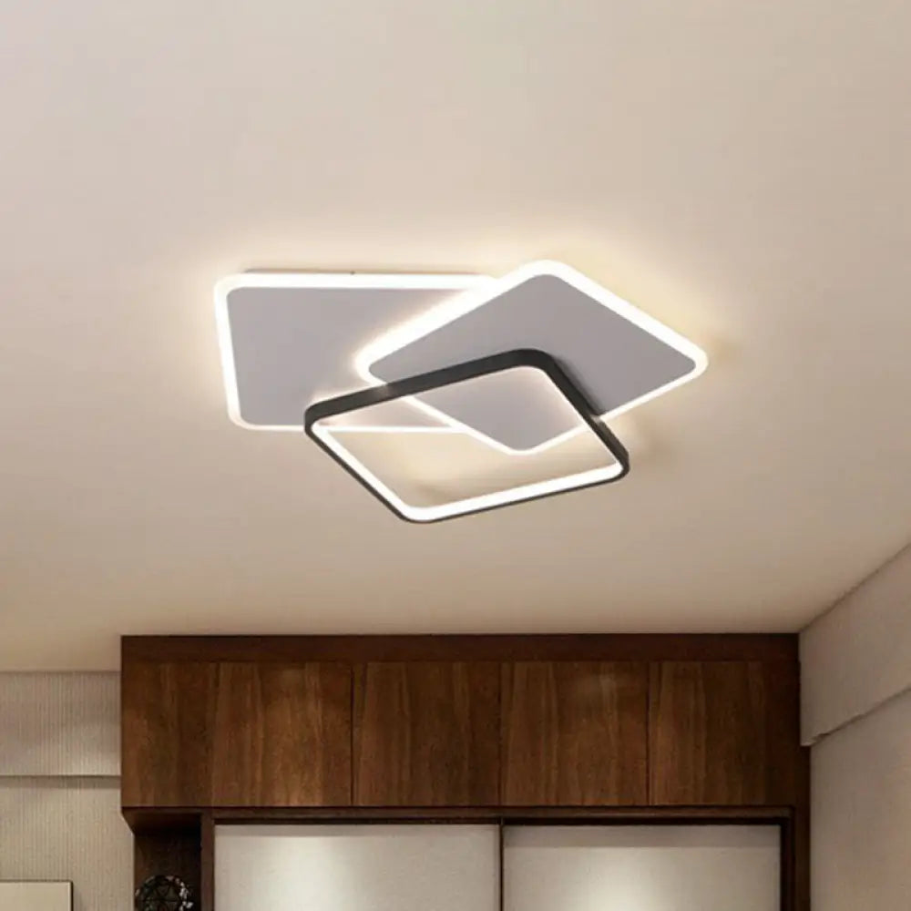 DecorBites™ DecorBites™ Modern Square LED Flush Mount Ceiling Light in Black for Living Room