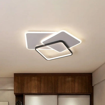 DecorBites™ DecorBites™ Modern Square LED Flush Mount Ceiling Light in Black for Living Room