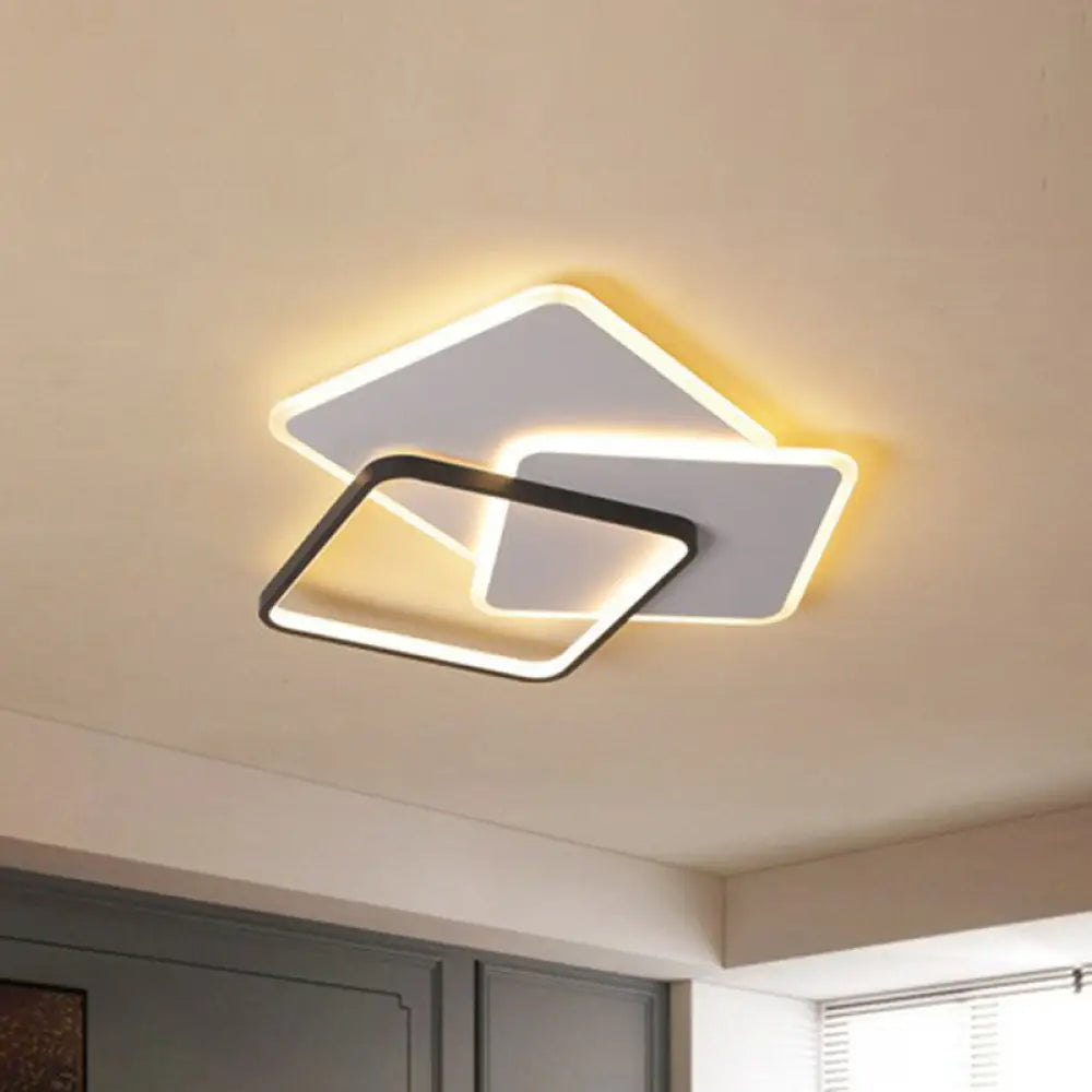 DecorBites™ DecorBites™ Modern Square LED Flush Mount Ceiling Light in Black for Living Room