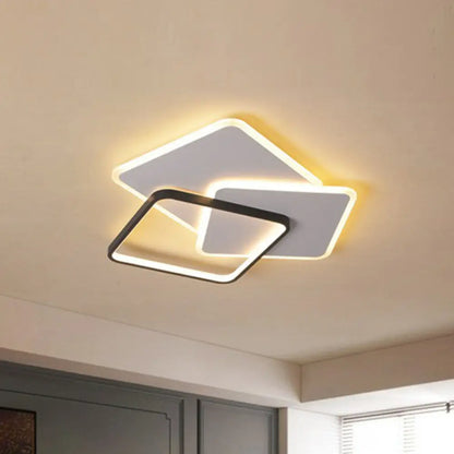 DecorBites™ DecorBites™ Modern Square LED Flush Mount Ceiling Light in Black for Living Room