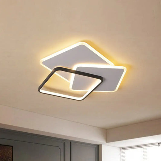 DecorBites™ DecorBites™ Modern Square LED Flush Mount Ceiling Light in Black for Living Room