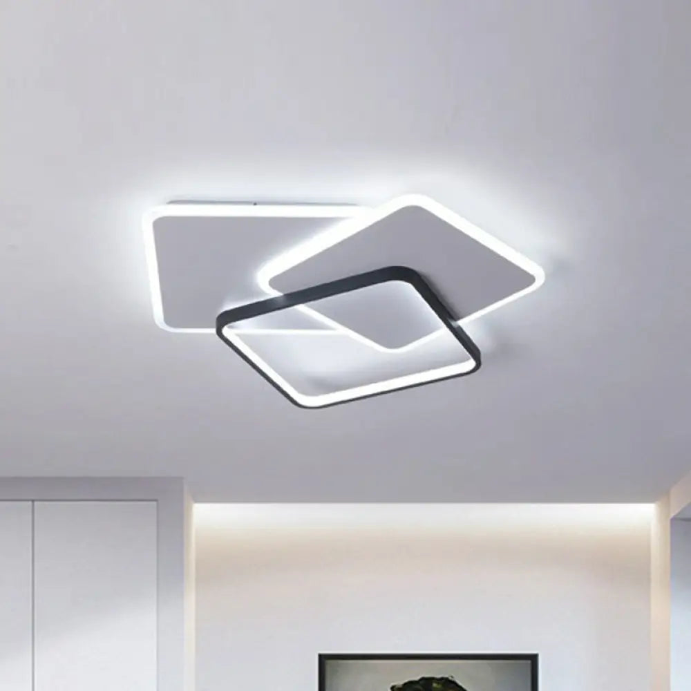 DecorBites™ DecorBites™ Modern Square LED Flush Mount Ceiling Light in Black for Living Room