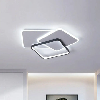 DecorBites™ DecorBites™ Modern Square LED Flush Mount Ceiling Light in Black for Living Room