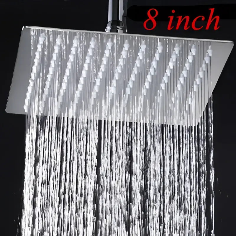 Silver 8-inch chrome rain shower head with multiple water jets modern square rain shower head for bathroom use
