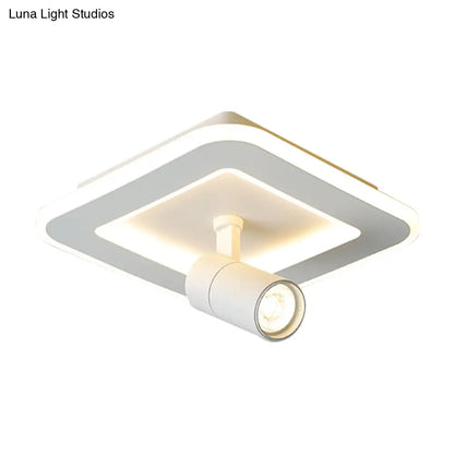 DecorBites™ DecorBites™ Modern Square/Round Flush Mount LED Acrylic Lamp in White/Black (White/Warm Light)