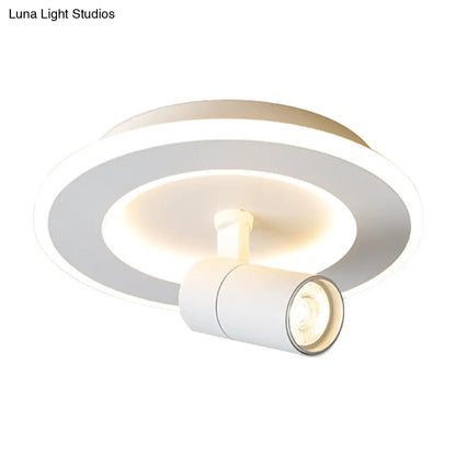 DecorBites™ DecorBites™ Modern Square/Round Flush Mount LED Acrylic Lamp in White/Black (White/Warm Light)