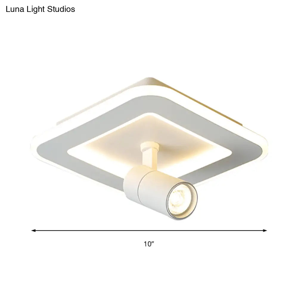 DecorBites™ DecorBites™ Modern Square/Round Flush Mount LED Acrylic Lamp in White/Black (White/Warm Light)