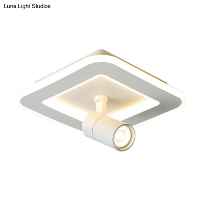 DecorBites™ DecorBites™ Modern Square/Round Flush Mount LED Acrylic Lamp in White/Black (White/Warm Light)