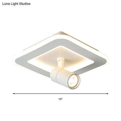 DecorBites™ DecorBites™ Modern Square/Round Flush Mount LED Acrylic Lamp in White/Black (White/Warm Light)