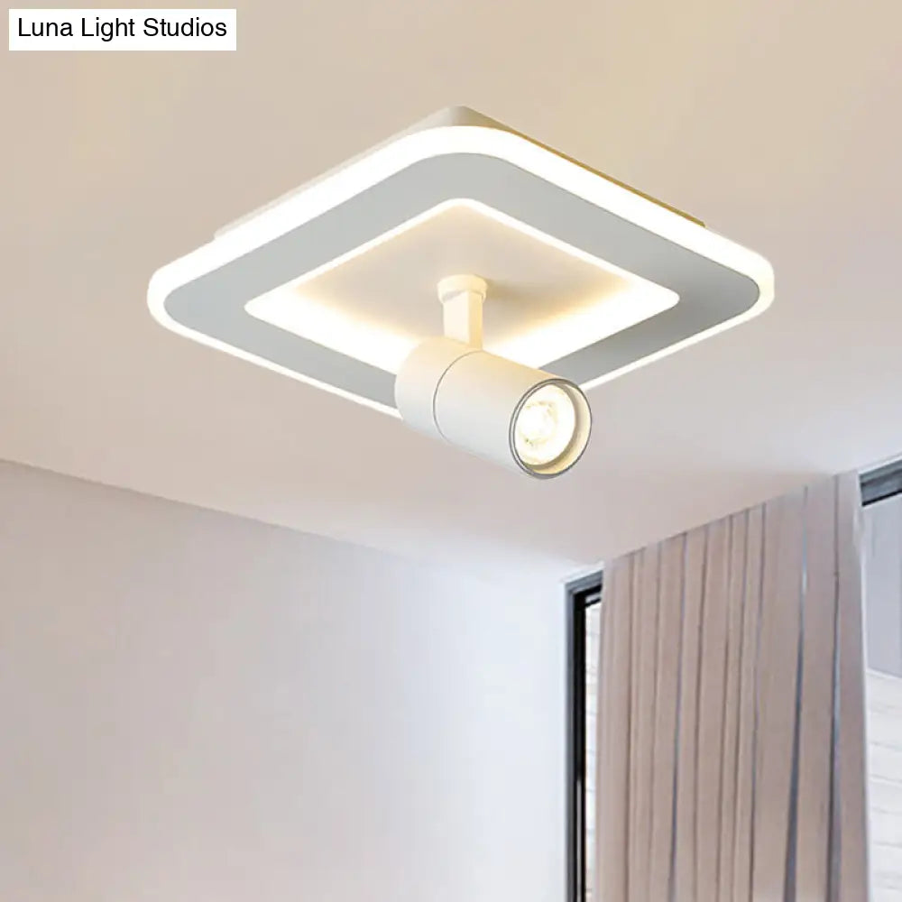 DecorBites™ DecorBites™ Modern Square/Round Flush Mount LED Acrylic Lamp in White/Black (White/Warm Light)