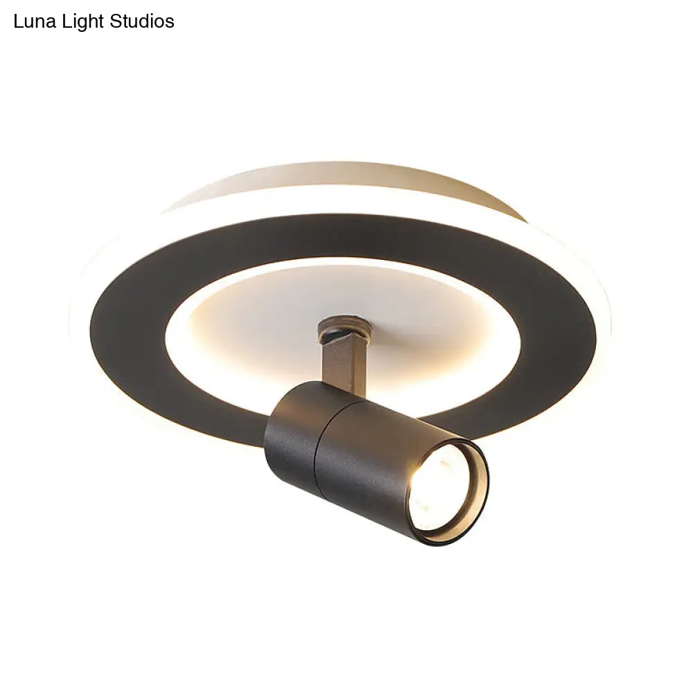 DecorBites™ DecorBites™ Modern Square/Round Flush Mount LED Acrylic Lamp in White/Black (White/Warm Light)