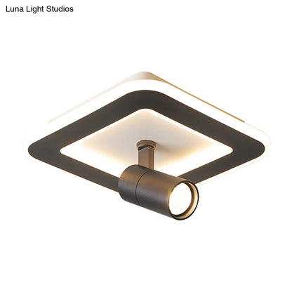 DecorBites™ DecorBites™ Modern Square/Round Flush Mount LED Acrylic Lamp in White/Black (White/Warm Light)