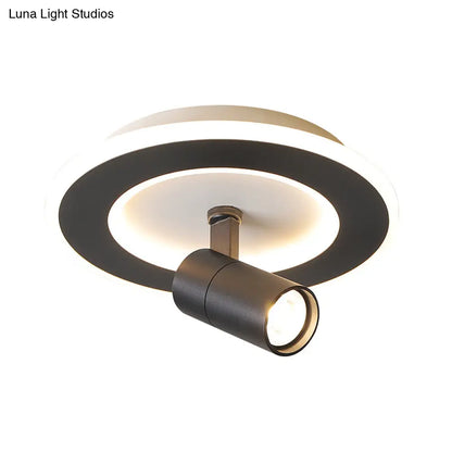 DecorBites™ DecorBites™ Modern Square/Round Flush Mount LED Acrylic Lamp in White/Black (White/Warm Light)