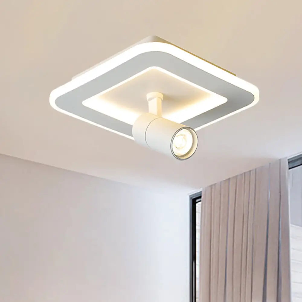 DecorBites™ DecorBites™ Modern Square/Round Flush Mount LED Acrylic Lamp in White/Black (White/Warm Light)