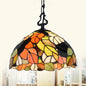 Modern Stained Glass Tiffany Suspension Lamp - Black, Shell, Leaf, Butterfly Design - Ideal for Dining Room - 1 Bulb Ceiling Light