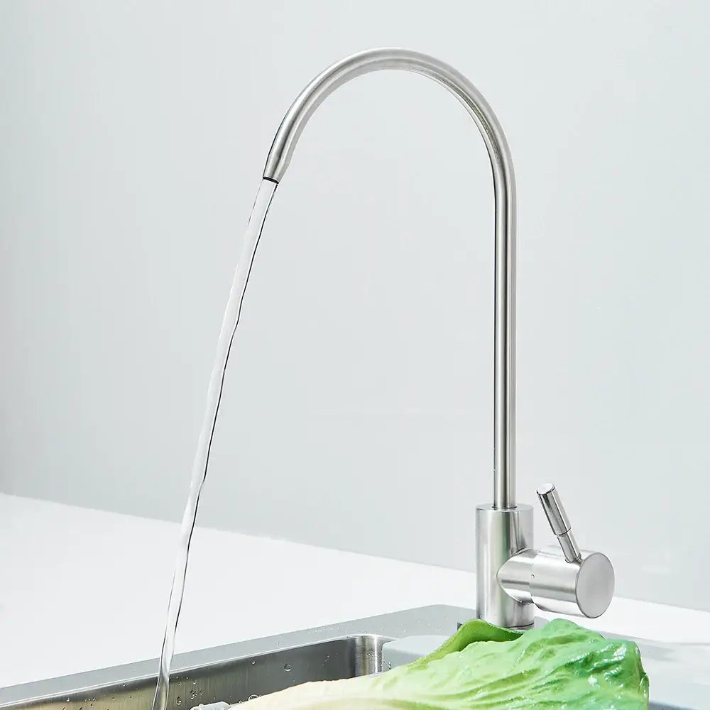 Modern stainless steel 55x45cm sink kit with stainless steel gooseneck faucet with curved spout and single lever handle
