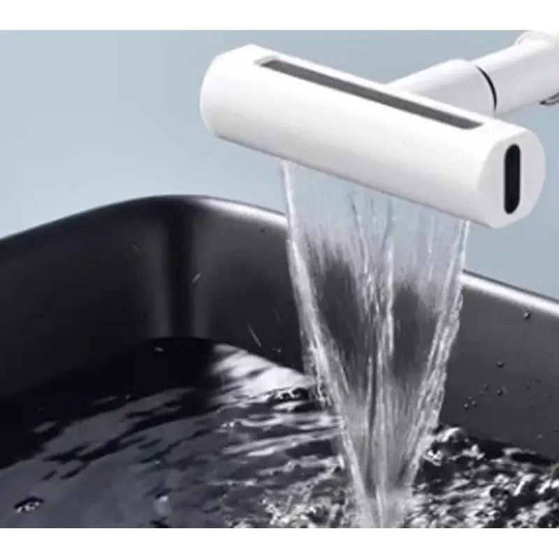 White cylindrical abs kitchen faucet replacement spout with sleek modern design and black accents for kitchen faucet replacement