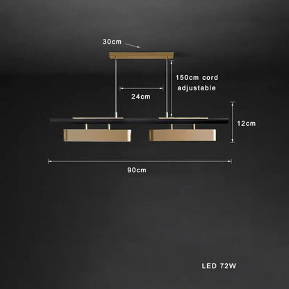 Modern stainless steel pendant lamp with decorbites brushed gold frame and adjustable black glass shade for dining room decor