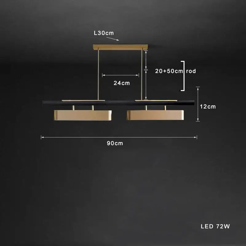 Modern stainless steel pendant lamp with decorbites brushed gold frame and black glass shade for dining room decor