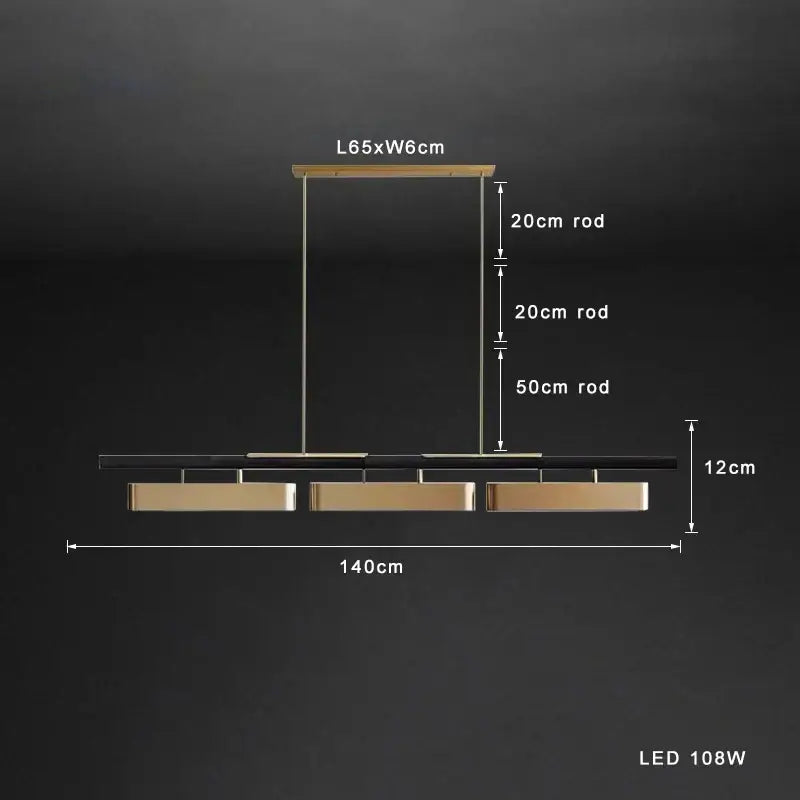 Modern stainless steel brushed gold pendant lamp featuring a minimalist led chandelier with black and gold finish for dining room decor