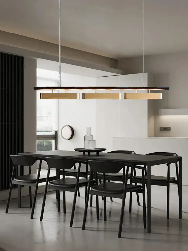 Modern stainless steel pendant lamp with decorbites brushed gold rectangular panels for dining room decor