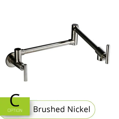 Brushed nickel modern stainless steel kitchen faucet with decorbites double joint spout and two handles wall-mounted design